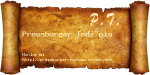 Pressburger Teónia névjegykártya